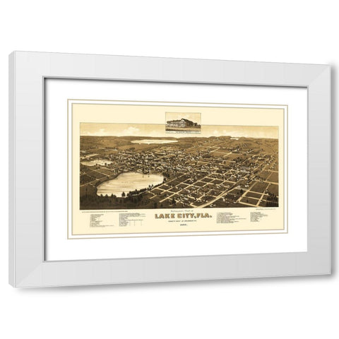 Lake City Florida - Beck 1885 White Modern Wood Framed Art Print with Double Matting by Beck