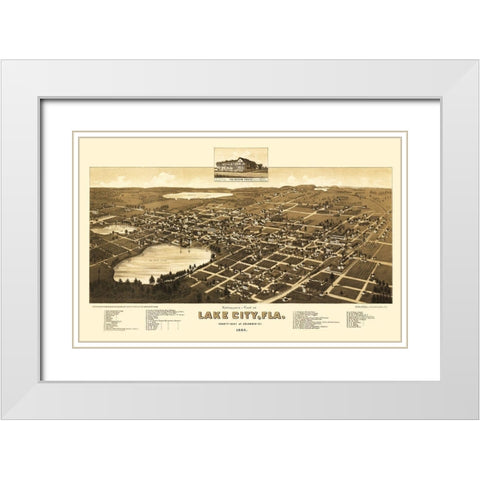 Lake City Florida - Beck 1885 White Modern Wood Framed Art Print with Double Matting by Beck