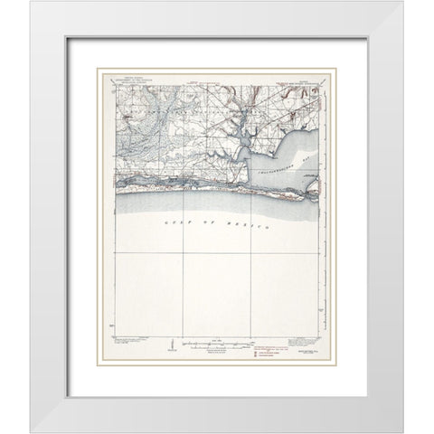 Mary Esther Florida Quad - USGS 1938 White Modern Wood Framed Art Print with Double Matting by USGS