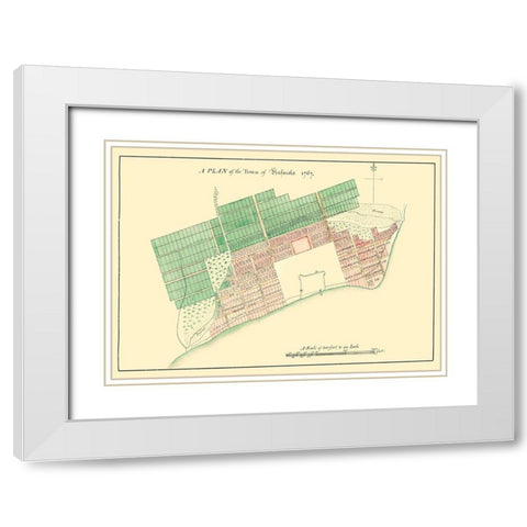 Pensacola Florida Plan - 1767 White Modern Wood Framed Art Print with Double Matting by Unknown