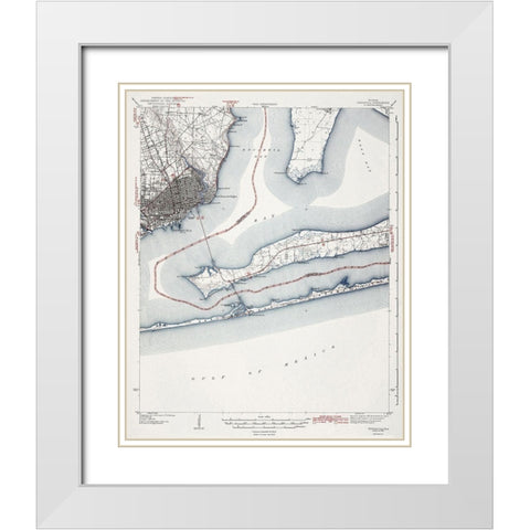 Pensacola Florida Quad - USGS 1942 White Modern Wood Framed Art Print with Double Matting by USGS