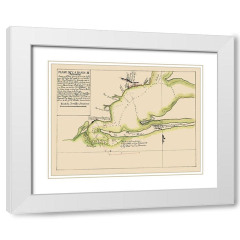 Pensacola Bay - 1782 White Modern Wood Framed Art Print with Double Matting by Unknown