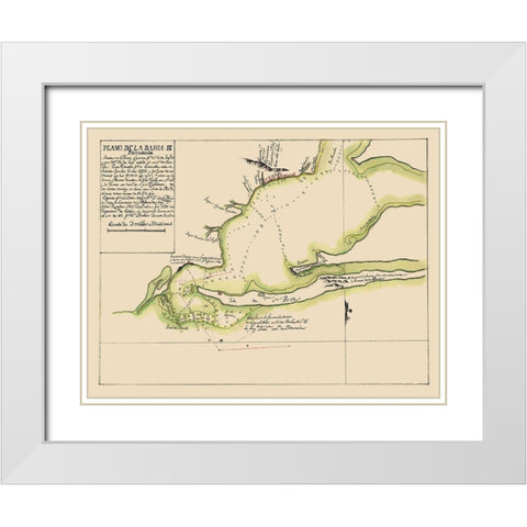 Pensacola Bay - 1782 White Modern Wood Framed Art Print with Double Matting by Unknown