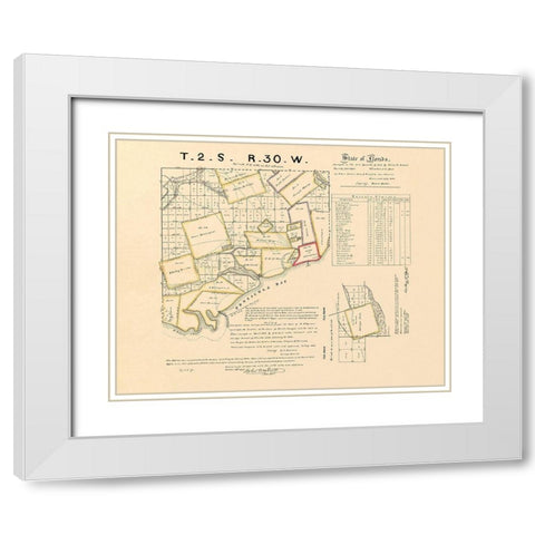 Pensacola Bay Florida Landowner - Butler 1829 White Modern Wood Framed Art Print with Double Matting by Butler