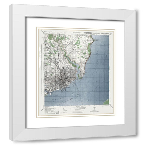 Pensacola Florida Quad - US Army 1944 White Modern Wood Framed Art Print with Double Matting by US Army