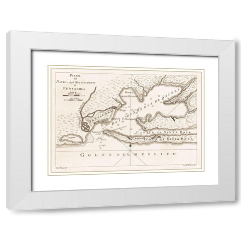 Pensacola Florida - Vanni 1763  White Modern Wood Framed Art Print with Double Matting by Vanni