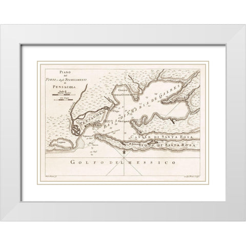 Pensacola Florida - Vanni 1763  White Modern Wood Framed Art Print with Double Matting by Vanni
