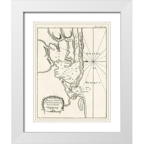 Pensacola Florida - Bellin 1764  White Modern Wood Framed Art Print with Double Matting by Bellin