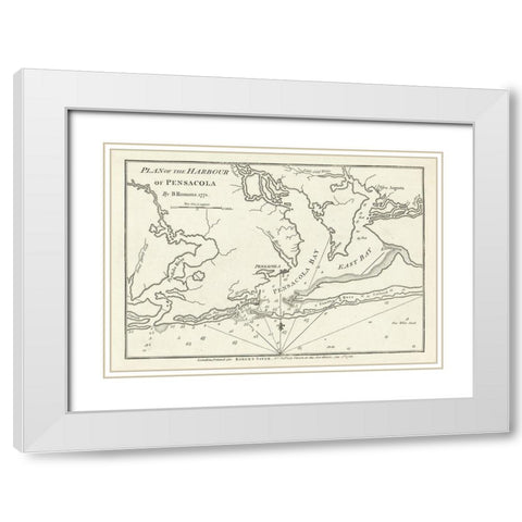 Pensacola Florida - Romans 1771  White Modern Wood Framed Art Print with Double Matting by Romans