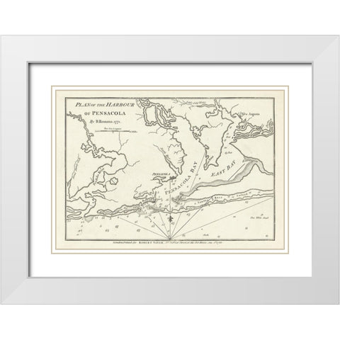 Pensacola Florida - Romans 1771  White Modern Wood Framed Art Print with Double Matting by Romans