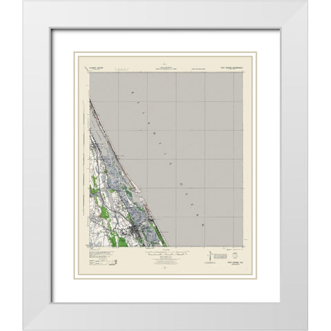 Port Orange Florida Quad - USGS 1944 White Modern Wood Framed Art Print with Double Matting by USGS