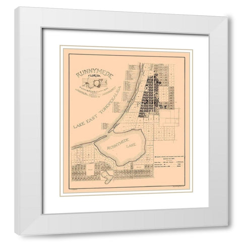 Runnymede County Florida - Aldrich 1887  White Modern Wood Framed Art Print with Double Matting by Aldrich