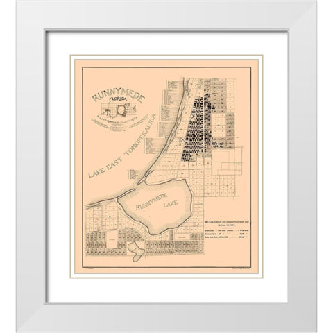 Runnymede County Florida - Aldrich 1887  White Modern Wood Framed Art Print with Double Matting by Aldrich