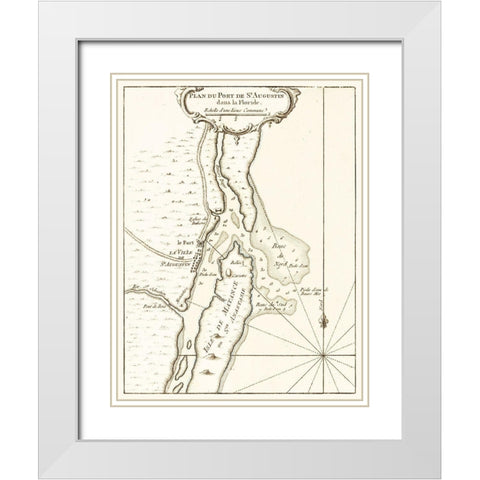 St Augustine Florida - Bellin 1764  White Modern Wood Framed Art Print with Double Matting by Bellin