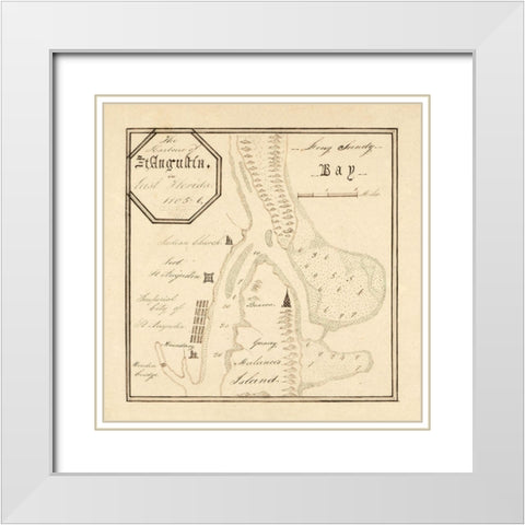 St Augustine Florida -1805 White Modern Wood Framed Art Print with Double Matting by Unknown