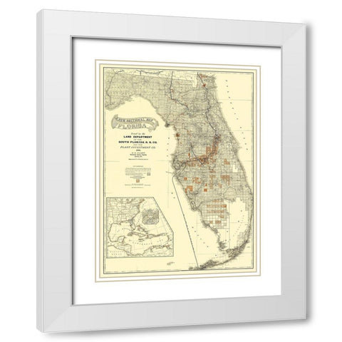 South Florida Railroad Co - Matthews 1888 White Modern Wood Framed Art Print with Double Matting by Matthews