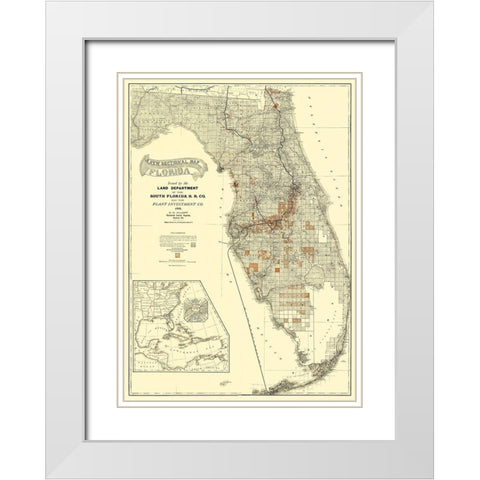 South Florida Railroad Co - Matthews 1888 White Modern Wood Framed Art Print with Double Matting by Matthews
