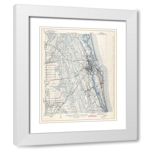 St Augustine Florida Quad - USGS 1943 White Modern Wood Framed Art Print with Double Matting by USGS