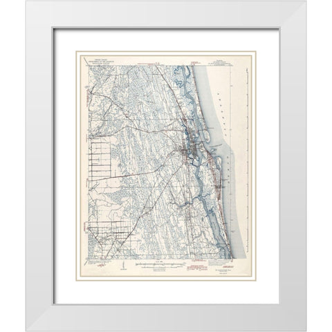 St Augustine Florida Quad - USGS 1943 White Modern Wood Framed Art Print with Double Matting by USGS