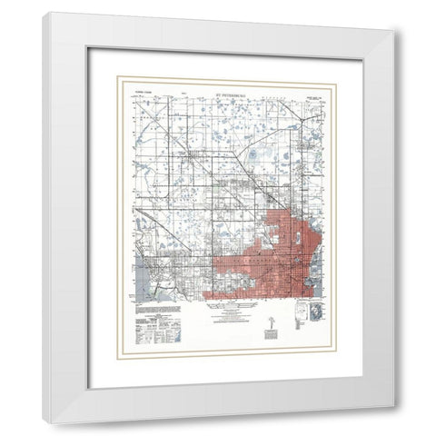St Petersburg Florida Sheet - US Army 1947 White Modern Wood Framed Art Print with Double Matting by US Army