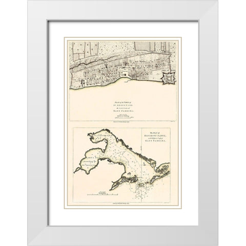 St Augustine, Tampa Bay Florida - Faden 1777 White Modern Wood Framed Art Print with Double Matting by Faden