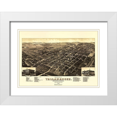 Tallahassee Florida - Beck 1885 White Modern Wood Framed Art Print with Double Matting by Beck