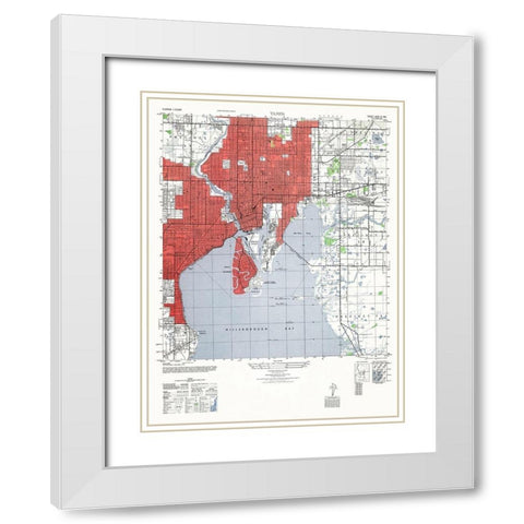 Tampa Florida Sheet - US Army 1947 White Modern Wood Framed Art Print with Double Matting by US Army
