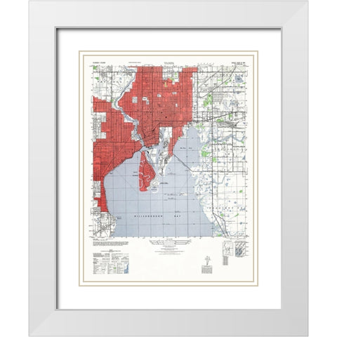 Tampa Florida Sheet - US Army 1947 White Modern Wood Framed Art Print with Double Matting by US Army