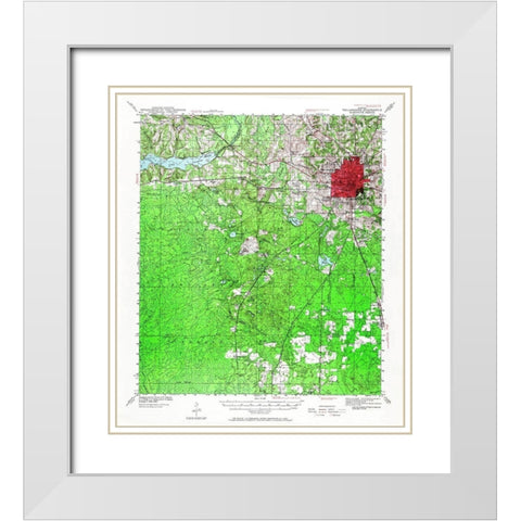 Tallahassee Florida Quad - USGS 1940 White Modern Wood Framed Art Print with Double Matting by USGS