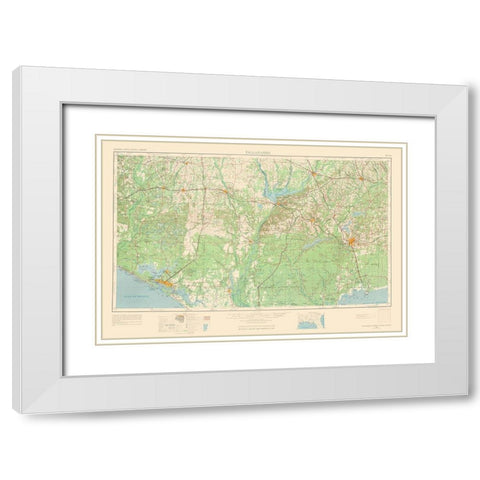 Tallahassee Florida Quad - USGS 1954 White Modern Wood Framed Art Print with Double Matting by USGS