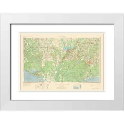 Tallahassee Florida Quad - USGS 1954 White Modern Wood Framed Art Print with Double Matting by USGS