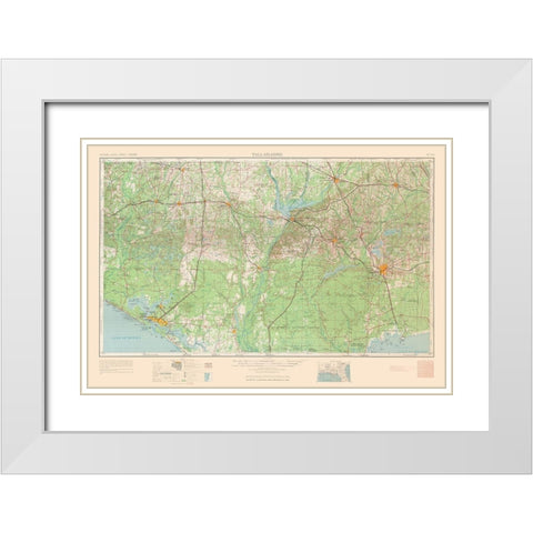 Tallahassee Florida Quad - USGS 1954 White Modern Wood Framed Art Print with Double Matting by USGS