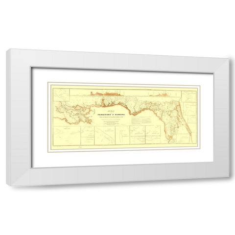 Territory of Florida Canal - Shift 1829 White Modern Wood Framed Art Print with Double Matting by Shift