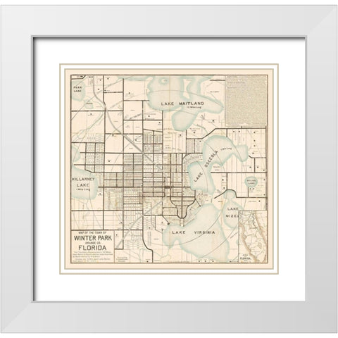 Winter Park Florida - Robinson 1884  White Modern Wood Framed Art Print with Double Matting by Robinson