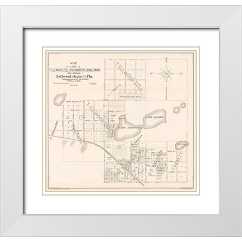 Zellwood Florida - Rehrer 1884  White Modern Wood Framed Art Print with Double Matting by Rehrer