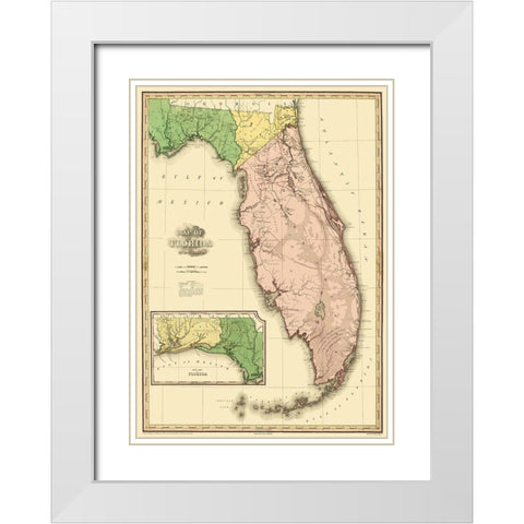 Florida - Tanner 1823 White Modern Wood Framed Art Print with Double Matting by Tanner