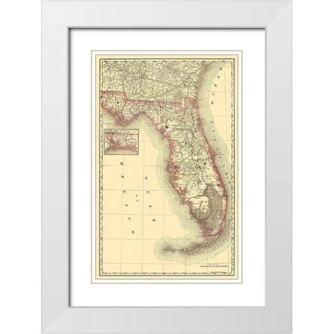 Florida - Rand McNally 1879 White Modern Wood Framed Art Print with Double Matting by Rand McNally