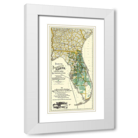 Florida - 1890 White Modern Wood Framed Art Print with Double Matting by Elliott