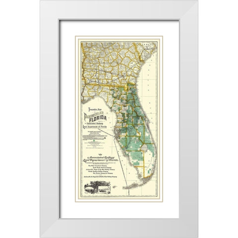 Florida - 1890 White Modern Wood Framed Art Print with Double Matting by Elliott
