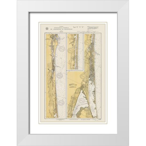 Florida Intracoastal Waterway 1932 White Modern Wood Framed Art Print with Double Matting by US Dept of Commerce