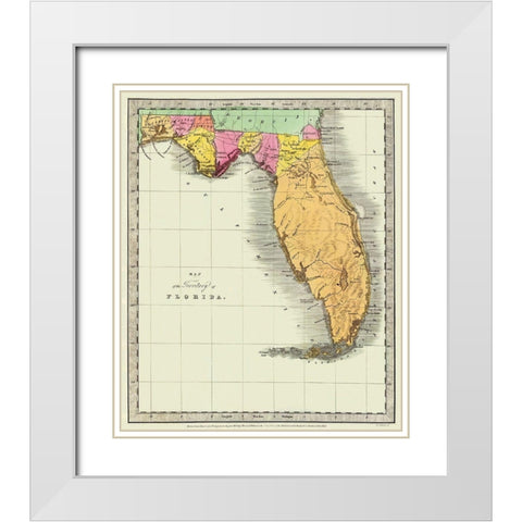 Florida - Burr 1834 White Modern Wood Framed Art Print with Double Matting by Burr