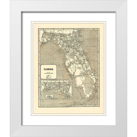 Florida - Morse  1842 White Modern Wood Framed Art Print with Double Matting by Morse