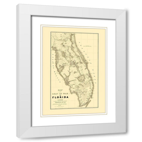 Florida Second Seminole War - Stone 1838 White Modern Wood Framed Art Print with Double Matting by Stone