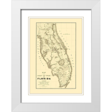 Florida Second Seminole War - Stone 1838 White Modern Wood Framed Art Print with Double Matting by Stone