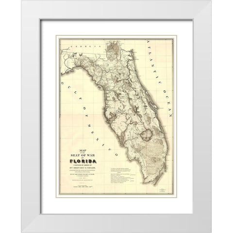 Florida Second Seminole War - Stone 1839 White Modern Wood Framed Art Print with Double Matting by Stone