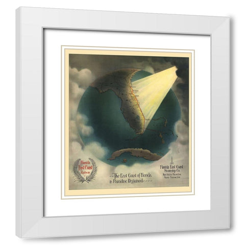 Florida East Coast Railway and Steamship 1898 White Modern Wood Framed Art Print with Double Matting by Beckwith