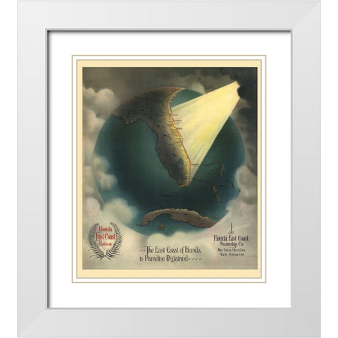 Florida East Coast Railway and Steamship 1898 White Modern Wood Framed Art Print with Double Matting by Beckwith