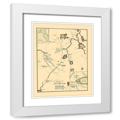 Seat of War in Florida - 1836 White Modern Wood Framed Art Print with Double Matting by UNITED STATES GPO