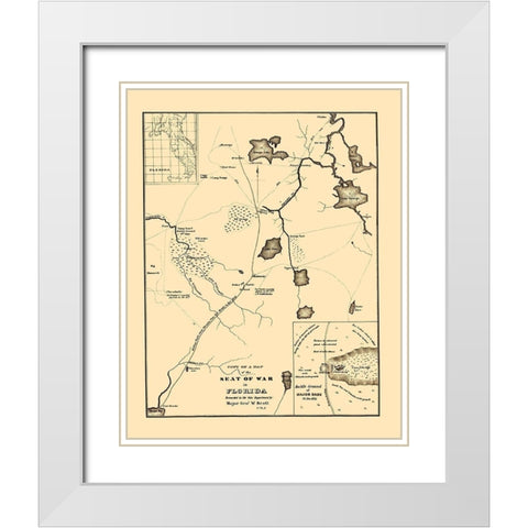 Seat of War in Florida - 1836 White Modern Wood Framed Art Print with Double Matting by UNITED STATES GPO