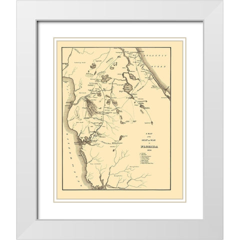 Seat of War in Florida - Bowen 1836 White Modern Wood Framed Art Print with Double Matting by BOWEN